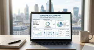 Featured image showing a dividend income investment portfolio and passive income dashboard.