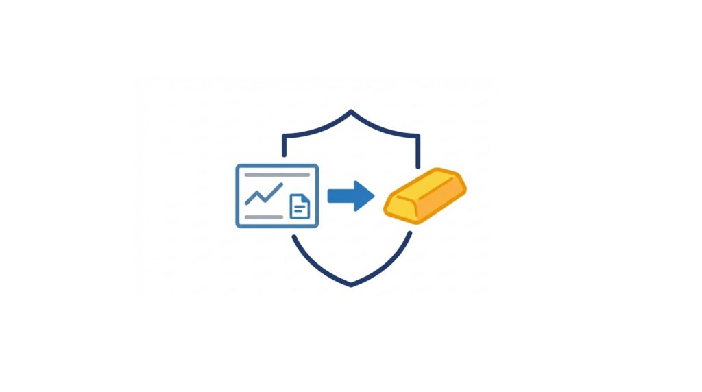 Illustration of a gold ETF/ETC held inside an ISA wrapper for tax-efficient gold investing
