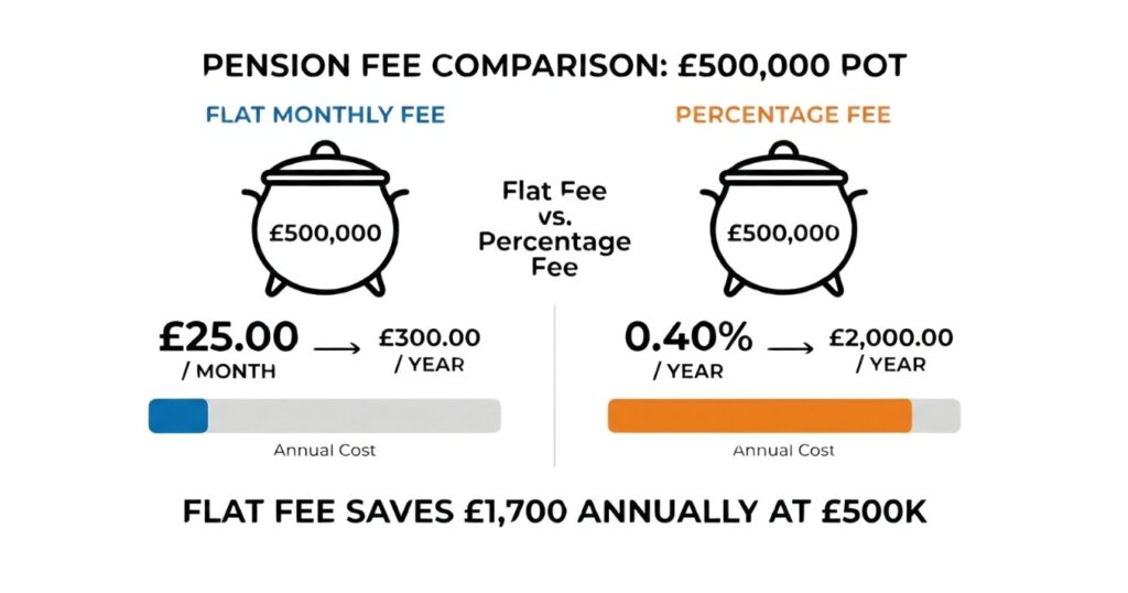 Comparison of flat fee and percentage fee SIPP charges