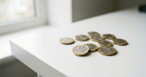 Glass jar filled with British pound coins representing ISA savings allowance 2025/26