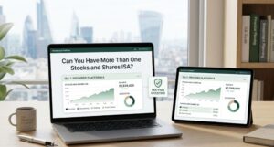 Featured image showing multiple Stocks and Shares ISA investment accounts on different devices.