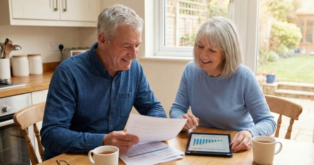 Couple planning UK pension drawdown at retirement