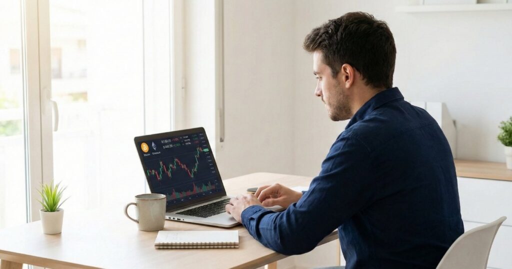 Hands holding smartphone showing eToro CopyTrader social investing feature vs Trading 212 UK