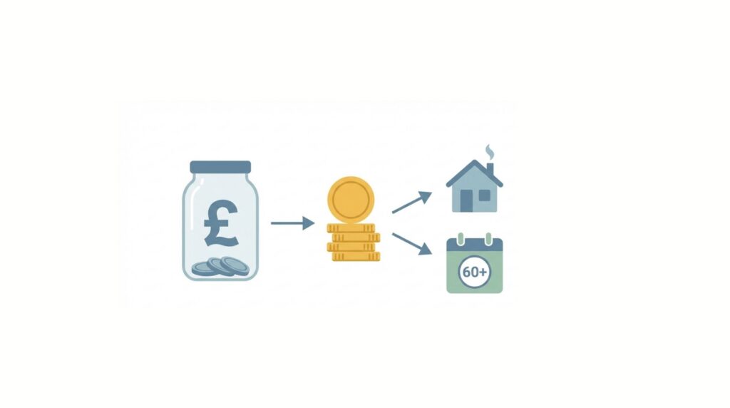 Illustration showing a savings account with a 25% bonus for first home or retirement