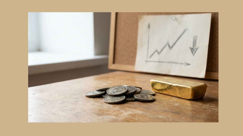 Gold bar with a subtle rising graph concept, illustrating gold as an inflation hedge