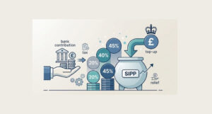 SIPP tax relief explained showing how pension contributions receive government top-ups at different tax rates in the UK